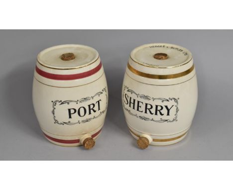 Two Ceramic Decanters for Port and Sherry, Hedges and Butler Ltd, 19cms High 