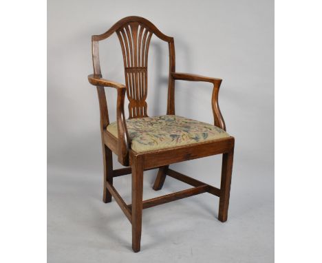 A 19th Century Tapestry Seated Armchair with Pierced Vase Splat 