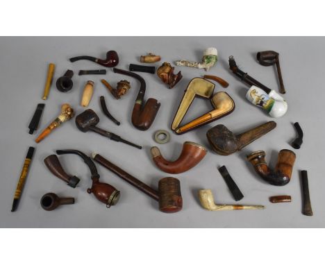 A Large Collection of Vintage Wooden and Ceramic Pipes to Include Silver Mounted Example etc, Condition Issues 