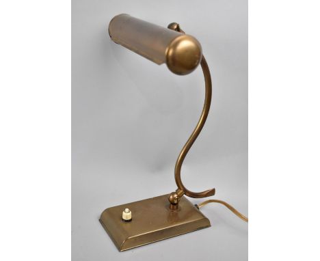 An Edwardian Brass Desktop Reading Lamp, 30cms High 