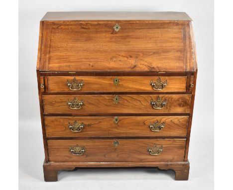 A Georgian Fall Front Restored Bureau with Fitted Interior and Four Long Drawers Base, Bracket Feet, 95cm wide 