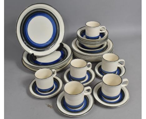 An Glazed Breakfast Set to comprise Large and Medium Plates, Bowls, Mugs, Saucers 