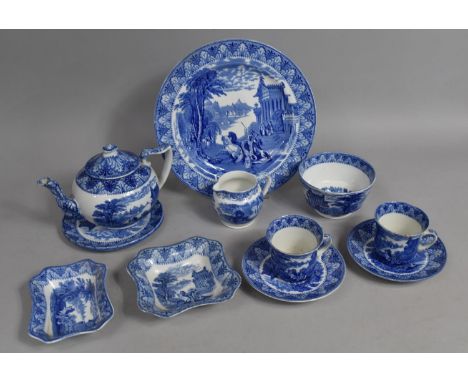 A Collection of Various Blue and White to comprise Cauldon Bachelors Tea Pot, Saucers, Plates, Dishes Etc 