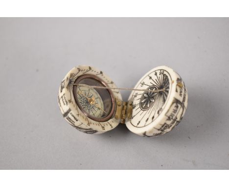 A Small Scrimshaw Style Novelty Compass/Sundial in the form of a Globe 