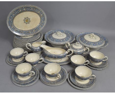 A Myott 'Medici' Pattern Service to comprise Plates, Saucers, Tureens, Cups, Saucers, Sugar Bowl Etc (Condition Issues) 