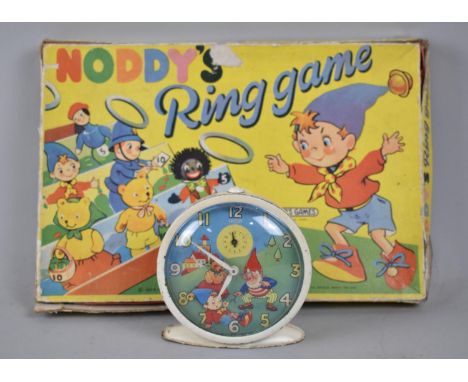 A Vintage Child's Novelty Noddy Clock and Noddy's Ring Game 