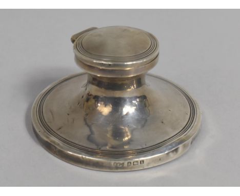 A Silver Capstan Inkwell, Hallmarked for Birmingham 1910, 8cm diameter 