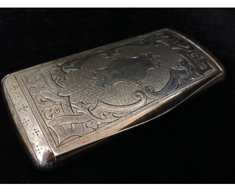 A Continental silver snuff box with gilt interior, the lid engraved with vacant cartouche, impressed maker's marks AK and hea