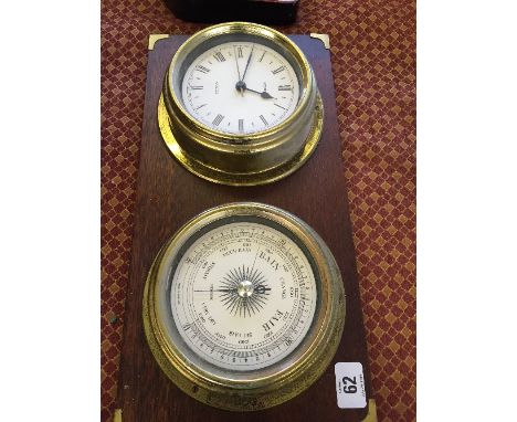 A Metamec quartz barometer and clock set.
