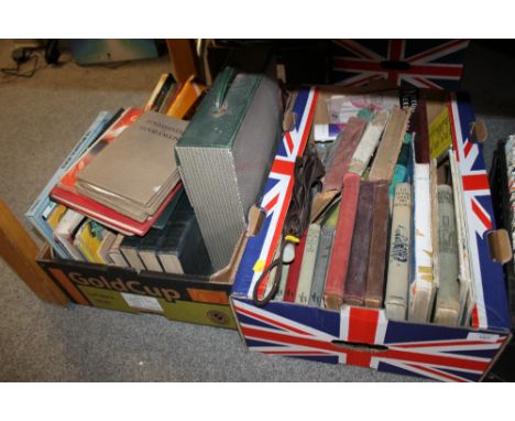 TWO TRAYS OF VINTAGE BOOKS TO INCLUDE ENID BLYTON, 1930S PIP AND SQUEAK ANNUALS ETC