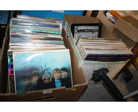 TWO BOXES OF LP RECORDS TO INCLUDE ROLLING STONES, GENESIS, PINK FLOYD ETC