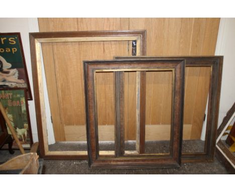 THREE VINTAGE DARK WOOD PICTURE FRAMES  