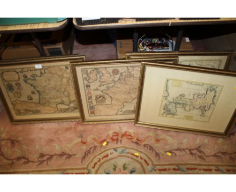 A SELECTION OF VINTAGE FRAMED AND GLAZED FRENCH MAPS ETC.