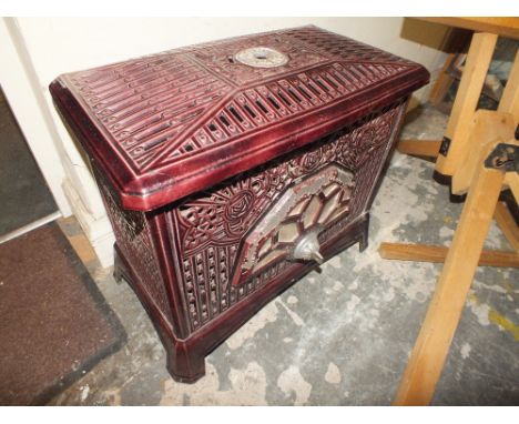 A PURPLE ENAMEL FRENCH STOVE