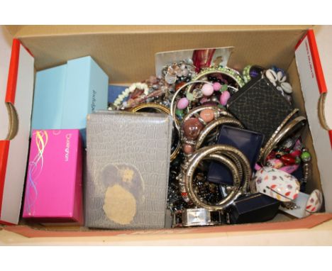 A SHOE BOX OF ASSORTED COSTUME JEWELLERY