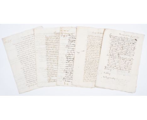 Malta.- [Legal documents], manuscript, 5 bifolia, each with text on 3pp., some worming, occasional spotting or light staining