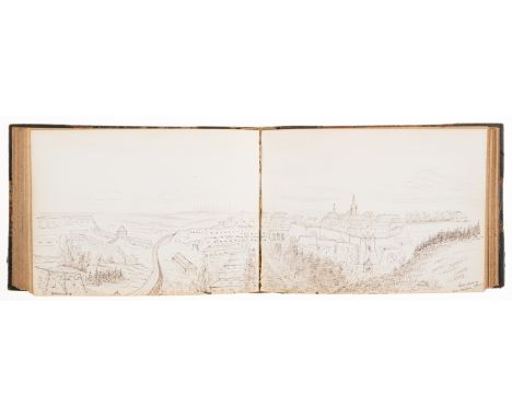 Fremantle (Lady Isabella) Original sketchbook album with 103 drawings from a trip from England to Spain, via Ireland, France 
