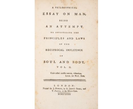 Marat (Jean-Paul) A Philosophical Essay on Man Being an Attempt to Investigate the Principles and Laws of the Reciprocal Infl