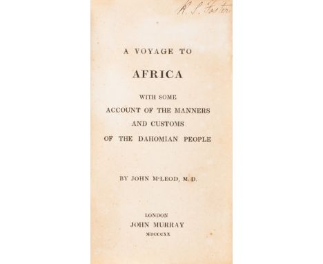 Africa.- M'Leod (John) A Voyage to Africa with some Account of the Manners and Customs of the Dahomian People, first edition,