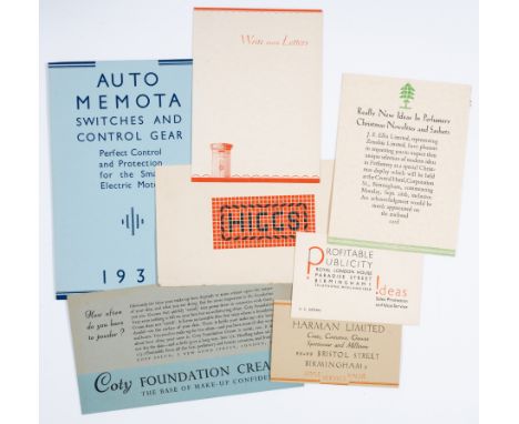 Birmingham Printing and Typography.- Group of Printed British Ephemera, including decorative pamphlets, advertisements and bu