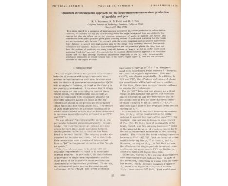 Feynman (Richard P.) "Quantum-chromodynamic approach for the large transverse momentum production of particles and jets", in 