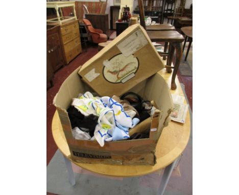 Box of vintage handbags, scarfs and furs