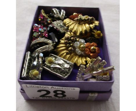 Small box of vintage costume earrings