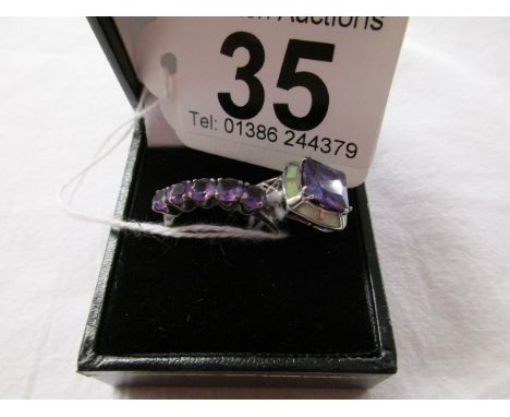 2 amethyst set silver rings