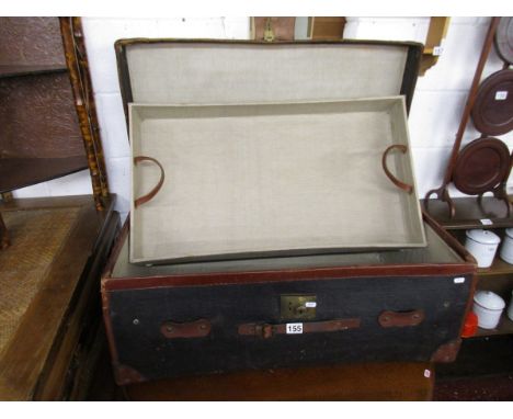 Fitted leather and canvas Steamer trunk