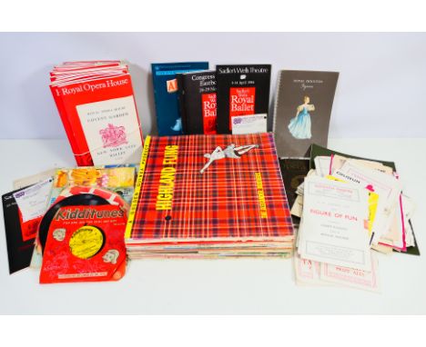 Lot to include a quantity of 12" and 7" vinyl records and a collection of vintage theatre / opera / ballet programmes. [W]