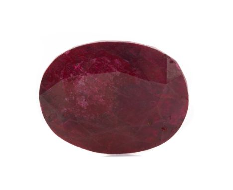 **CERTIFICATED UNMOUNTED TREATED RUBY, oval mixed cut, weighing 474.00 carats, with accompanying GLI report number 2104112235