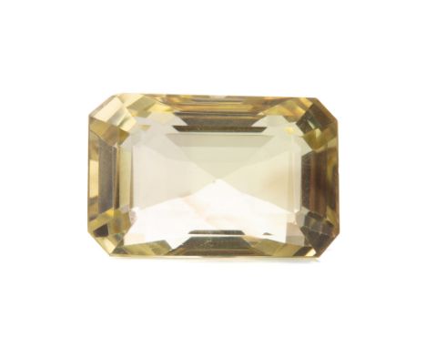 **CERTIFICATED UNMOUNTED QUARTZ, rectangular step cut, weighing 80.21 carats, with accompanying GJSPC report number CSN041353