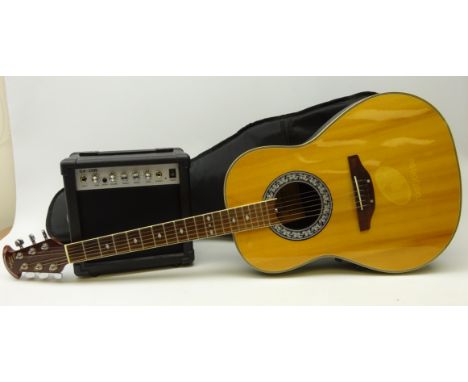 Tanglewood Odyssey bowl back electro-acoustic Guitar in bag and a GA 20W amp   Condition Report  Guitar with electro removed 