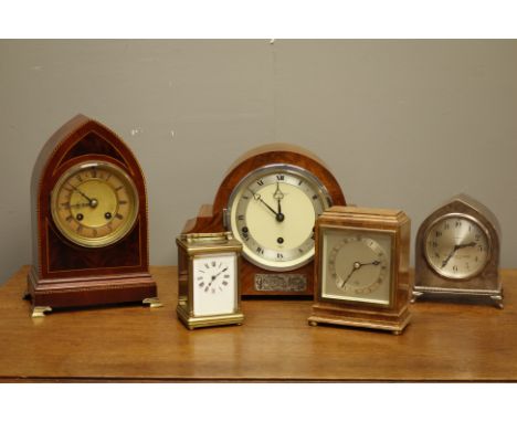 Early 20th century 'Elliot' walnut cased mantel clock, triple train movement with Westminster chime, another small 'Elliot' c