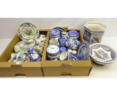 Masons 'Regency' part dinner and teaware, Ringtons blue and white ceramics, Willow pattern part dinner and teaware, oriental 