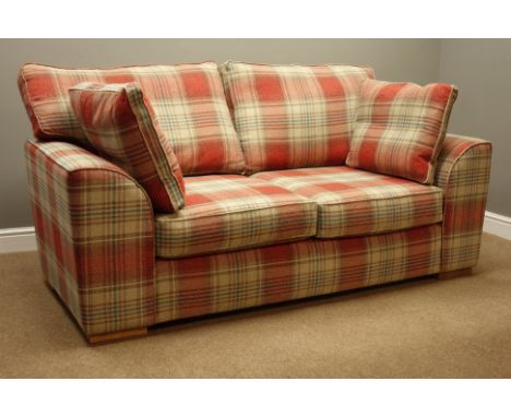 Next Home two seat sofa upholstered in tartan fabric, W190cm, D99cm   Condition Report   Click here for further images, condi