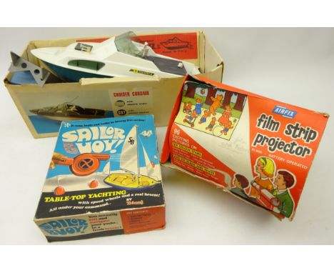 Tri-ang Sailor Buoy battery toy with instructions, & an Airfix Film Strip projector with eight strips & Monteleone Corsair Cr