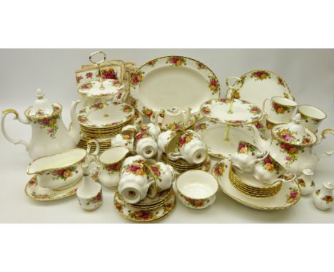 Royal Albert 'Old Country Roses' dinner, tea and coffee service for six persons comprising; six dinner plates, six dessert bo