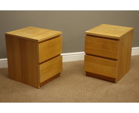 Pair light oak bedside chests, W41cm, H55cm, D49cm   Condition Report   Click here for further images, condition, auction tim