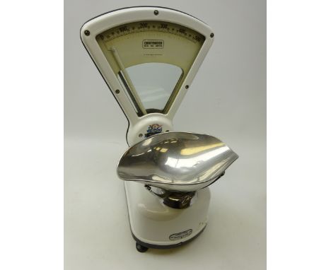 Set of Berkel 'Stella Duce' series white enamel grocers scales, H57cm   Condition Report   Click here for further images, con