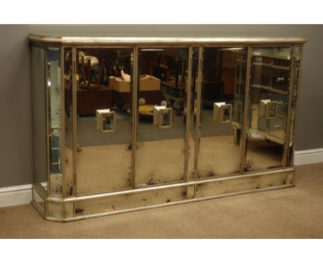 John-Richard Fine Furniture 'Juno' Foxed Mirror Credenza side cabinet fitted with four doors, W191cm, 106cm, D41cm   Conditio