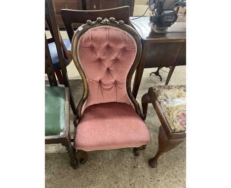 Small Victorian button back and cabriole leg nursing or child's chair