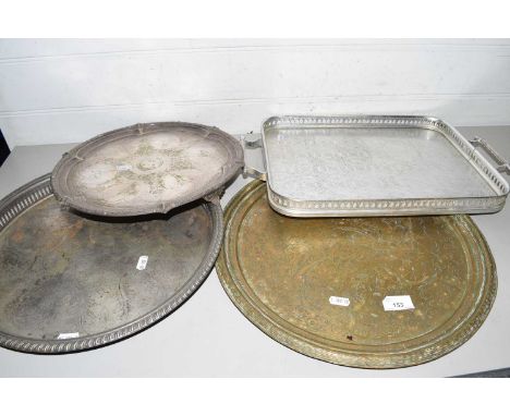 Mixed Lot: Silver plated and brass serving trays