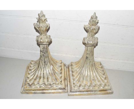 Pair of modern composition silver finished wall brackets
