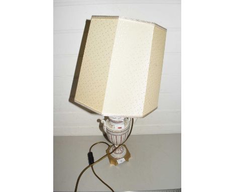 An Italian urn formed pottery table lamp with shade