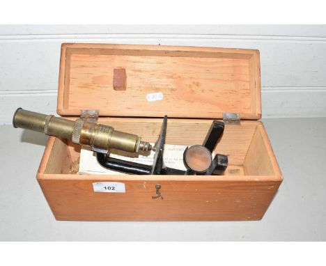 Vintage brass monocular microscope marked Schutza-g Casse 27736 D.R.G.M
