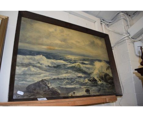 E Moeller, seascape, framed and glazed
