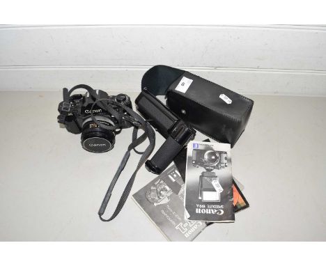Canon A1 camera together with accessories