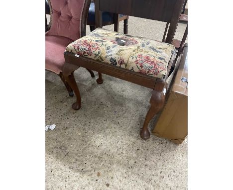 Georgian style cabriole legged tapestry top stool