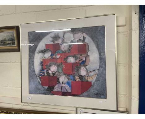 After Graciela Rodo Boulanger, coloured print musicians, framed and glazed